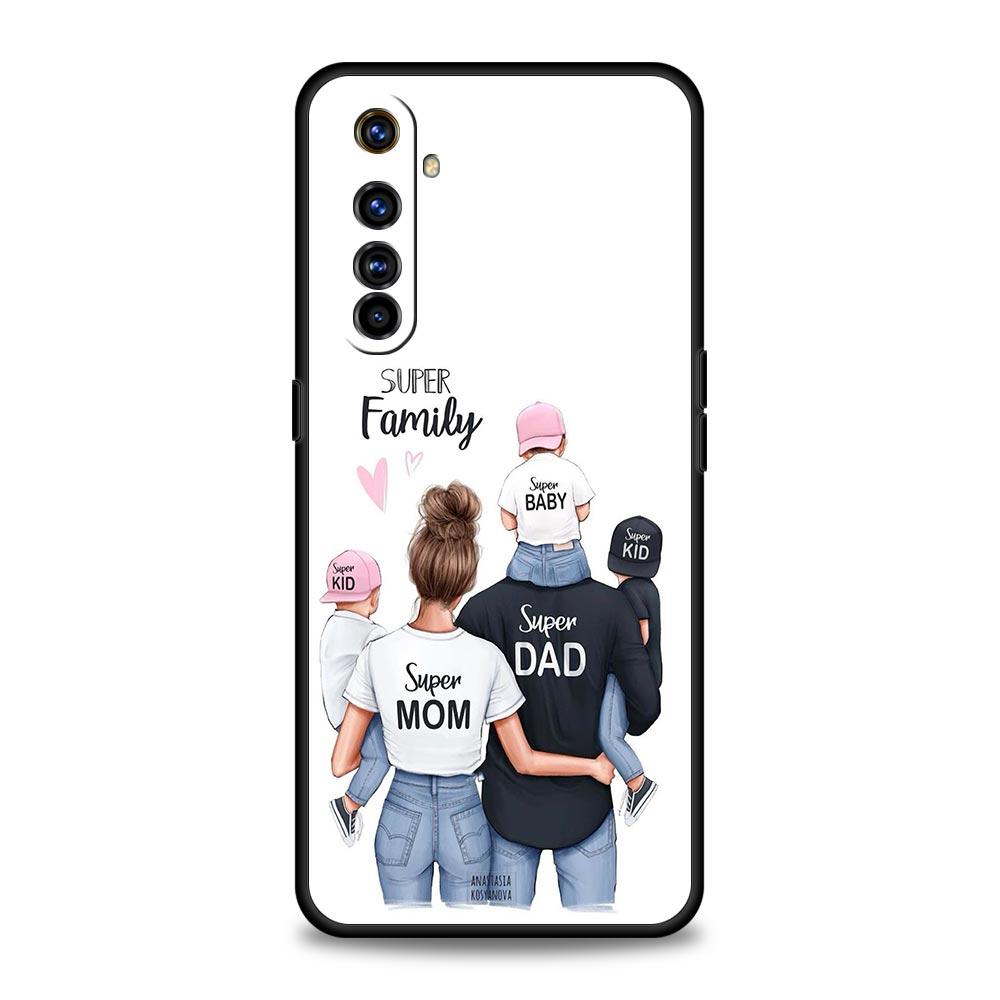 Модный Чехол для Телефона 'Супер Мама Папа' для Realme 12 11 10 4G 9 8 5G 7 6 GT5 GT3 GT2 Pro Plus C21 C11 C25 C35 GT Neo 2 3 3T 5
