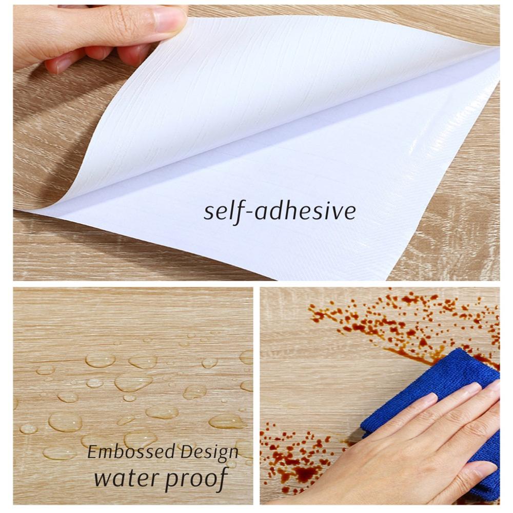 ПВХ Наклейки под дерево Шкаф Платяной шкаф Стол Мебель Ремонт Обои Самоклеящиеся Водонепроницаемые Обои Домашний декор