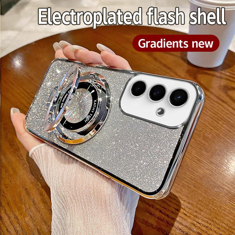 Блестящий магнитный держатель-подставка Magsafe, чехол с гальваническим покрытием для Samsung Galaxy A14 A24 A34 A54 A15 A25 A35 A55 A05 A05S 4G 5G