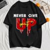 Never Give Up Spirit Printing Men T-Shirts Cotton Over Size T Shirts Crewneck Clothes Summer Man Streetwear