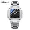 New Man Watches Luxury Fashion Square Men's Quartz Watch Calendar Luminous Waterproof Stainless Steel Wristwatch