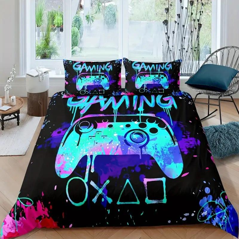Cartoon technology gamepad quilt cover 3D high definition digital printing duvet cover set bedding