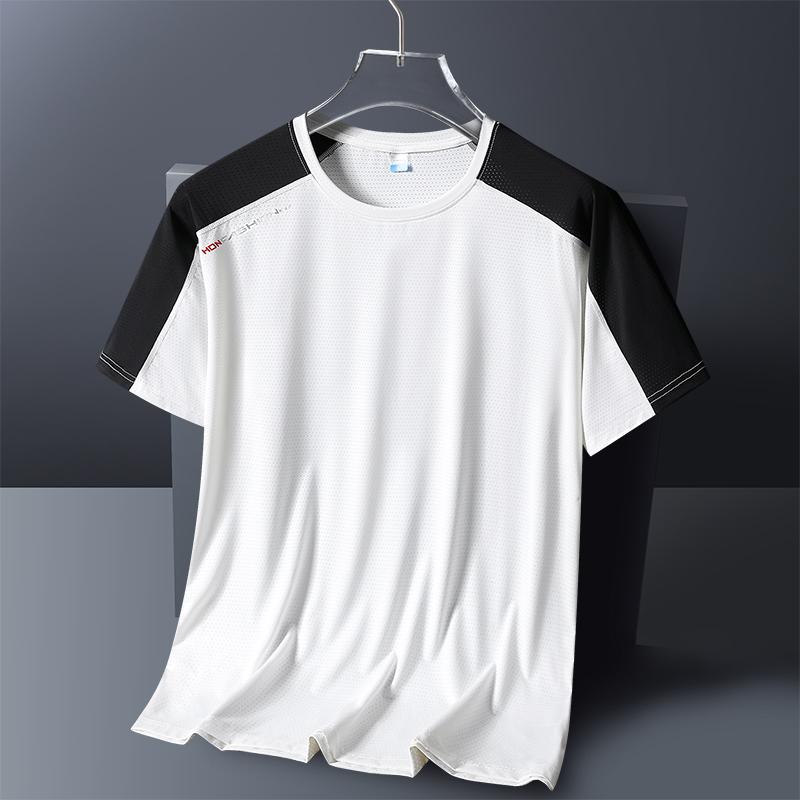 Тонкая футболка с круглым вырезом, летняя спортивная футболка для бега, цветная мужская и женская короткая футболка, повседневная, свободная, из шелка, быстросохнущая