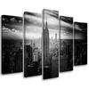 Five Piece Picture Canvas Print New York City Black and White