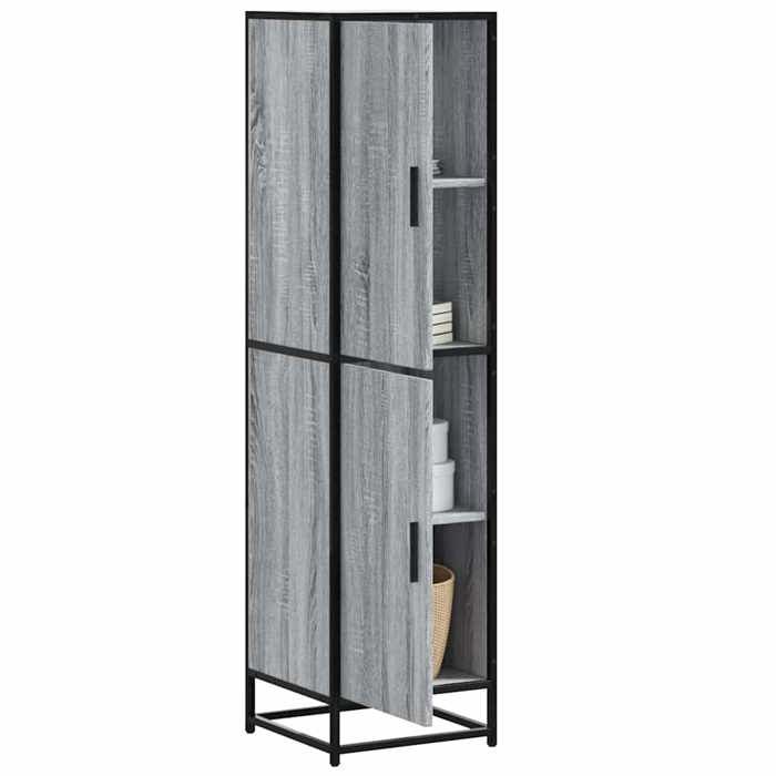 VidaXL Buffet haut sonoma gris 35,5x35x139 cm bois d'ingénierie métal, armoire latérale, armoire de rangement haute, vitrine 849057
