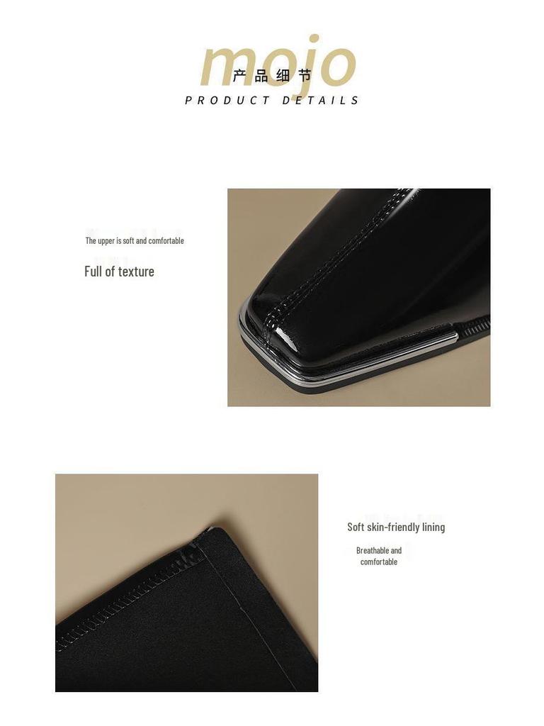 Women's Red Patent Leather Chunky Heel Boots - Autumn/Winter 2025 Collection, Metal Anti-Collision Square Toe, Elastic, Sexy Long Design.