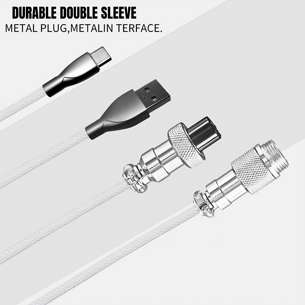 USB-C To USB-A Coiled Mechanical Keyboard Cable Coil Cord Custom Type C Braided Cable Detachable Metal Aviator Wire 1.5M Gaming