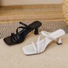 High-heeled Cool Slippers for Women's Outer Wear 2025 New French Square-heeled Slippers for Women's Summer Fashion