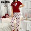 Футболка GMXIA Брюки Повседневный и Удобный Женский Пижамный Комплект Домашней Одежды Можно Носить На Улице