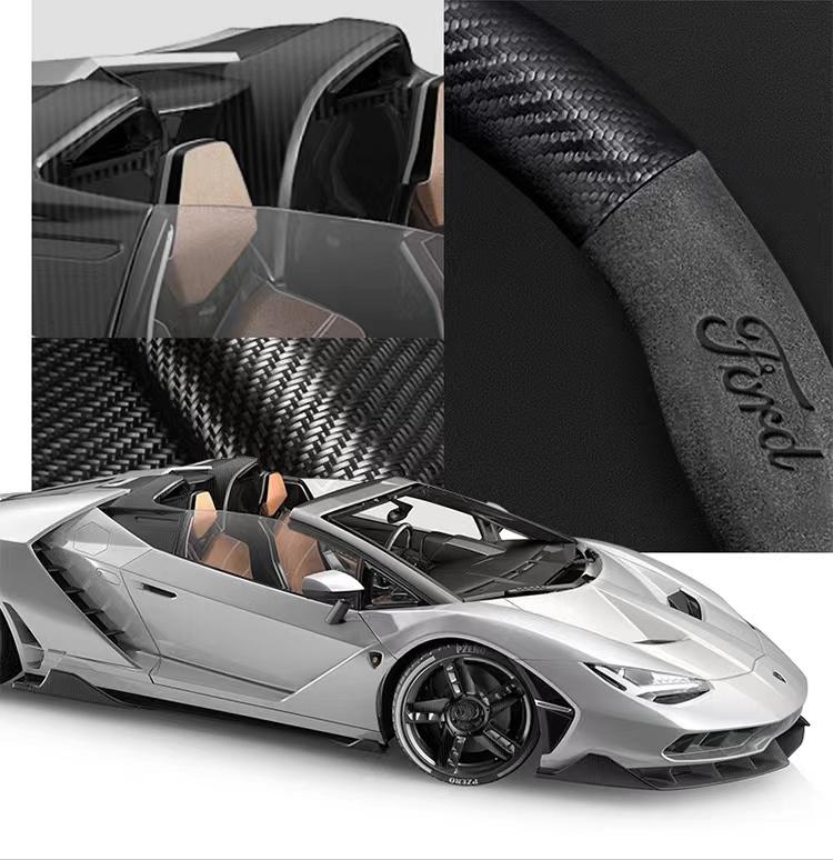 ITES5 Ford ST EXPLORER EDGE Fiesta Focus Mondeo F150 Fusion Mustang Kuga Ranger Car Anti-Slip Suede Carbon Fiber Steering Wheel Cover