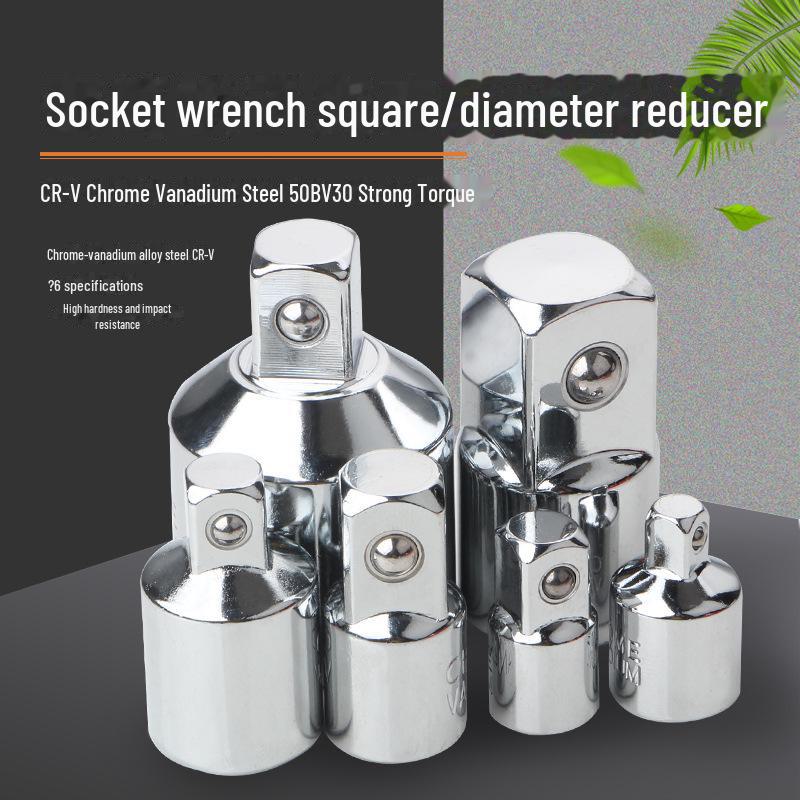 6-Piece CR-V Socket Adapter Set: 1/2" To 3/8" To 1/4" Ratchet Wrench Converters