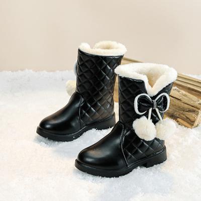 Зимние детские толстые и теплые снежные ботинки для девочек, ботинки-принцессы для девочек-подростков, ботинки средней высоты