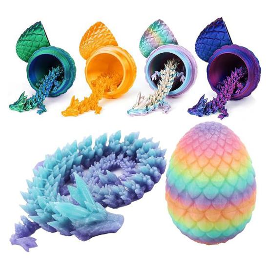 3D Printed Mini Dragon Egg Articulated Dragon Fidget Toy Inside Egg Easter Basket