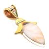 Natural Pink Opal Gemstone Two Tone 925 Solid Sterling Silver Pendant 1.75" J8t93