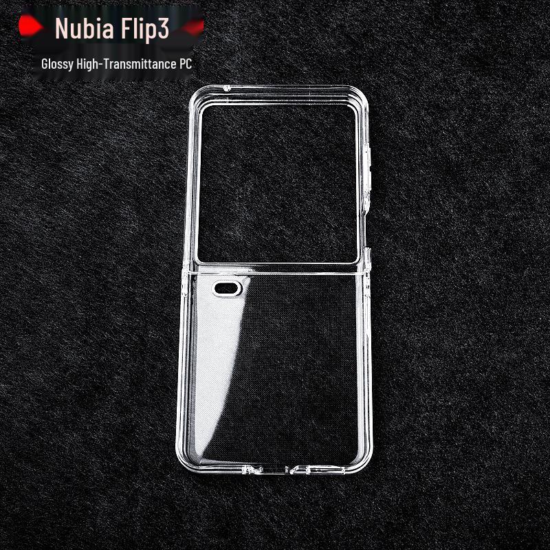 Прозрачный жесткий чехол Nubia Flip3: Складная защита экрана с полным покрытием и высокой прозрачностью.