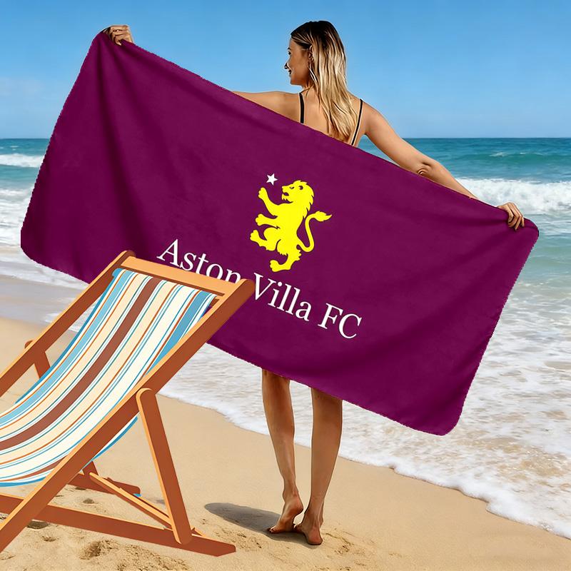 Aston Villa F.C Print Beach Towel, Large Soft Quick Dry Towel for Beach Camping Swimming