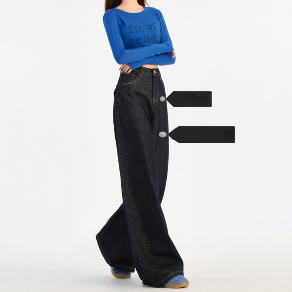 Ленивый стиль джинсы с высокой посадкой женские ниспадающие весенне-осенние новые универсальные корейская версия широкие джинсы-швабры тренд