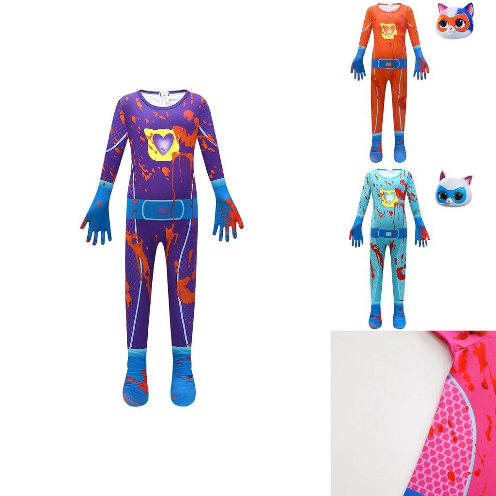Cute And Comfortable Superkitties Children's Jumpsuit Cartoon Design Soft Milk Silk Fabric Multiple Colors 100cm-150cm/43.3-59.05in