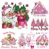 Barbie Pink Christmas Tree Iron-On Transfer For Clothing Santa Claus Diy Heat Transfer Hoodies Clothes Stickers Iron On Patch