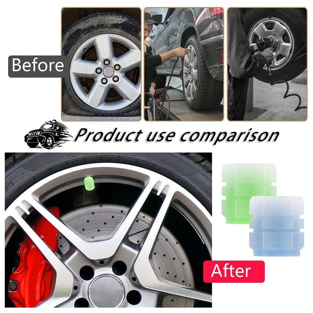 8Pcs Night Glowing Glowing Tire Valve Caps Self-luminous Light Valve Core Cover Motorcycle Wheel