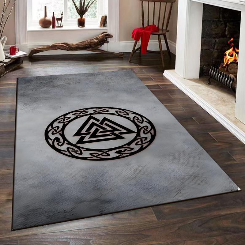 Valknut Symbol with Celtic Knot Design Non-slip rug suitable for living room and bedroom sofas