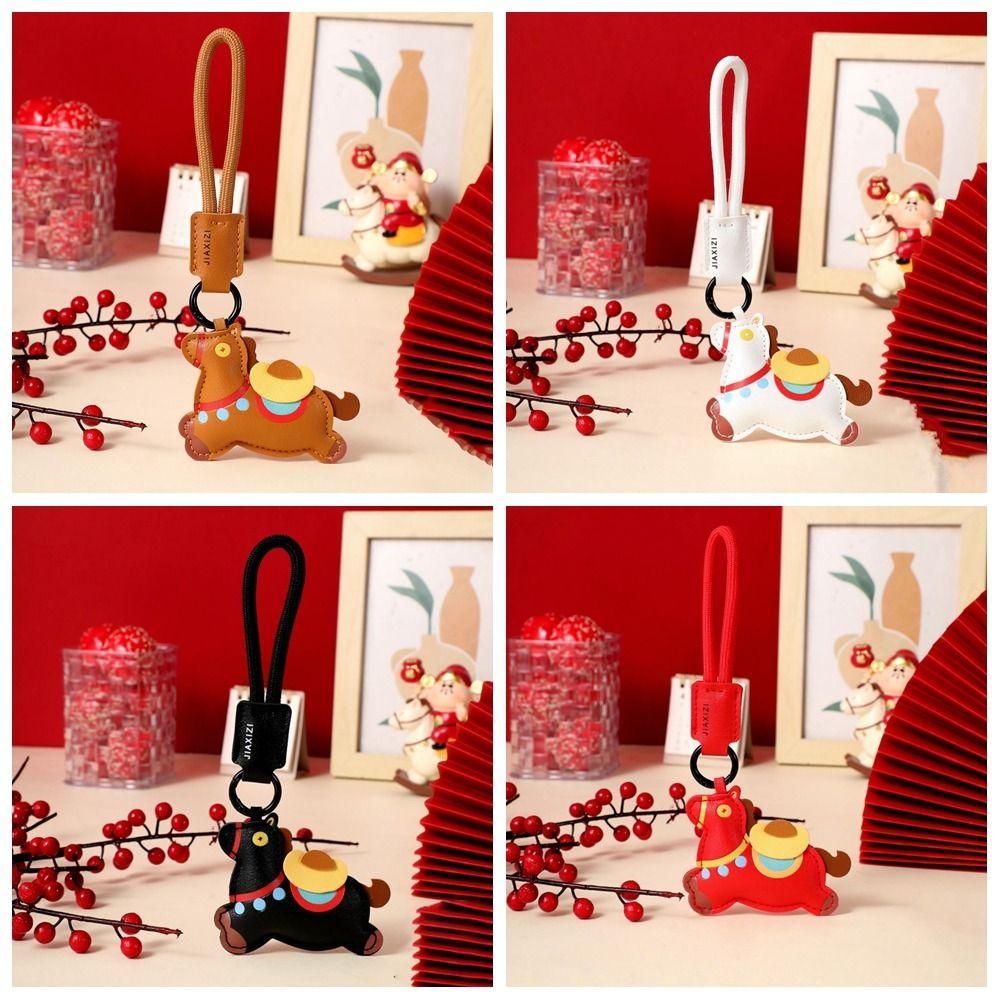 Кожаный кулон-подвеска в виде пони-зодиака, мультяшный подарок на китайский Новый год, уникальный брелок в виде лошади, подарок на день рождения