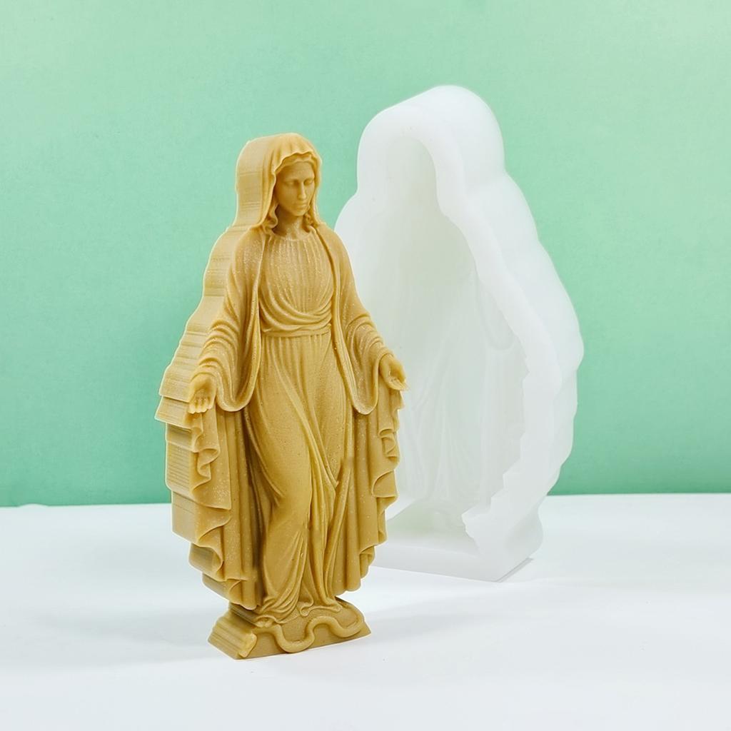 3D Virgin Candle Silicone Mold Cross Resin Molds DIY Aromatherapy Candle Making Gypsum Mold for Religious Enthusiasts