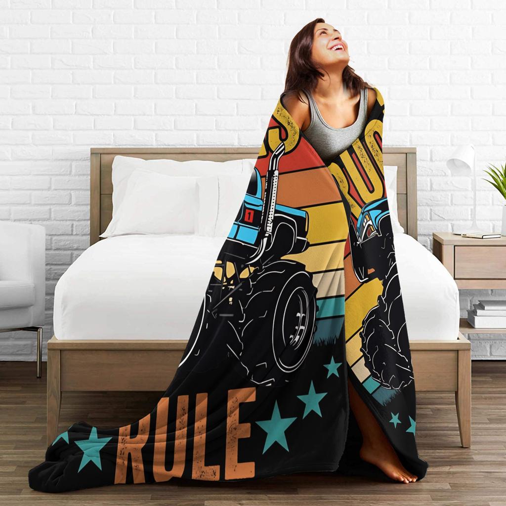 Monster Trucks Rule Plush Blanket Kids Adult Flannel Throw Outdoor Super Warm Customized Quality Bedspread Birthday Gift