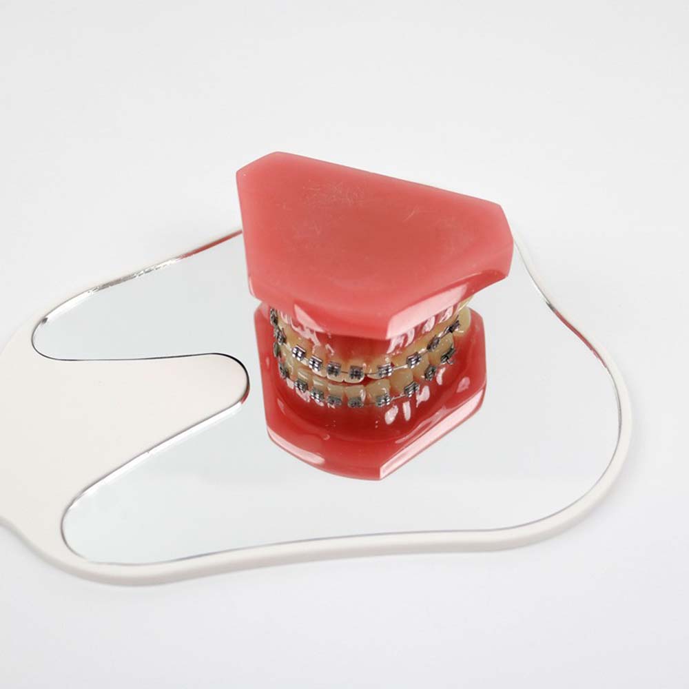 GULPOOE 1Pcs Dental Mouth Examination Mirror with Handle Cute Tooth Shaped Mirror Unbreakable Patient Hand Mirror Dentistry Gift