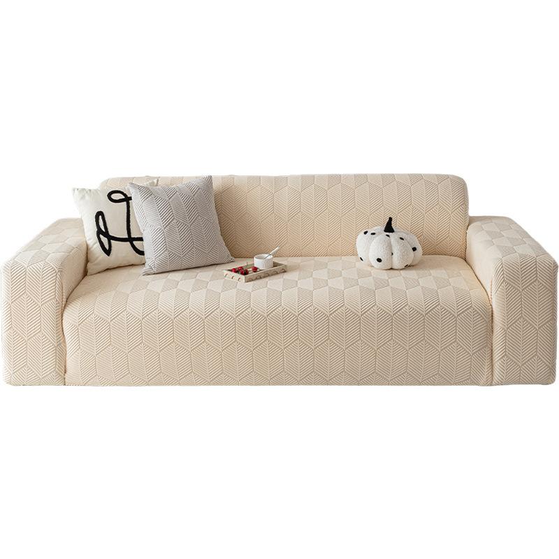 Convenient One Piece Jacquard Velvet All Inclusive Sofa Cover Lazy Elastic Non Slip Dustproof Simple Solid Color Sofa Cover