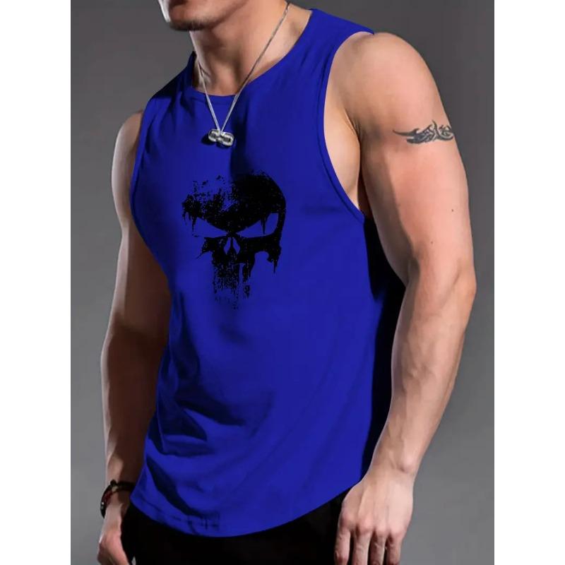 Men's Vest Simple Printed Round Neck Mens Sleeveless Tank Top Daily Sports Breathable Comfortable Not Stuffy Sleeveless Tank Top