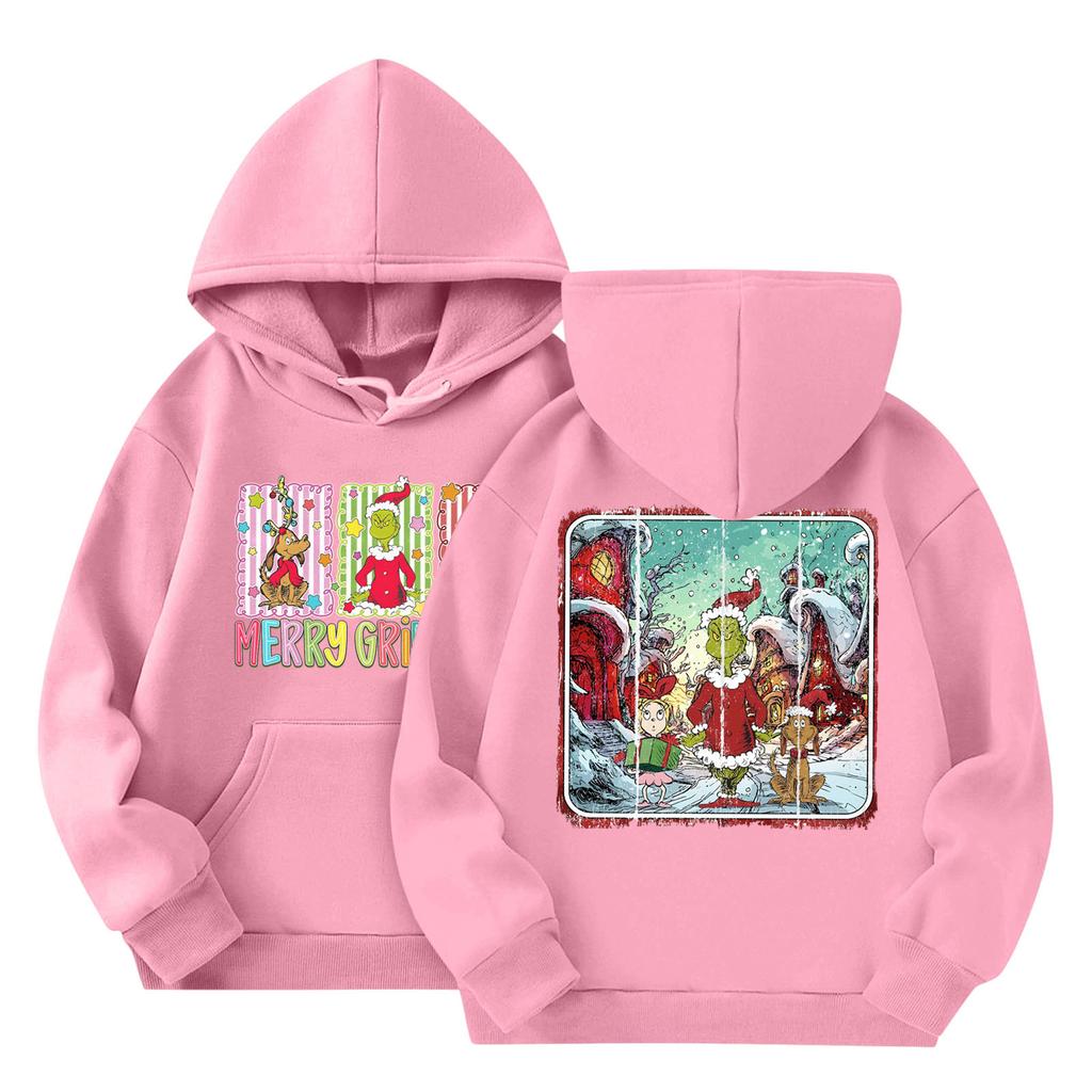 Детская мода Легкий пуловер с длинным рукавом с карманами Толстовка с принтом