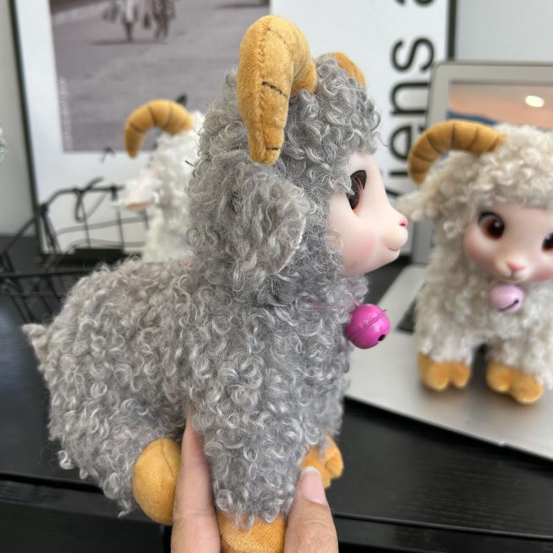 Adorable Stuffed Lamb Plush Toy with Bell Soft Cuddly Sheep Doll for Nursery Decor Baby Sleep Soother Birthday Gift
