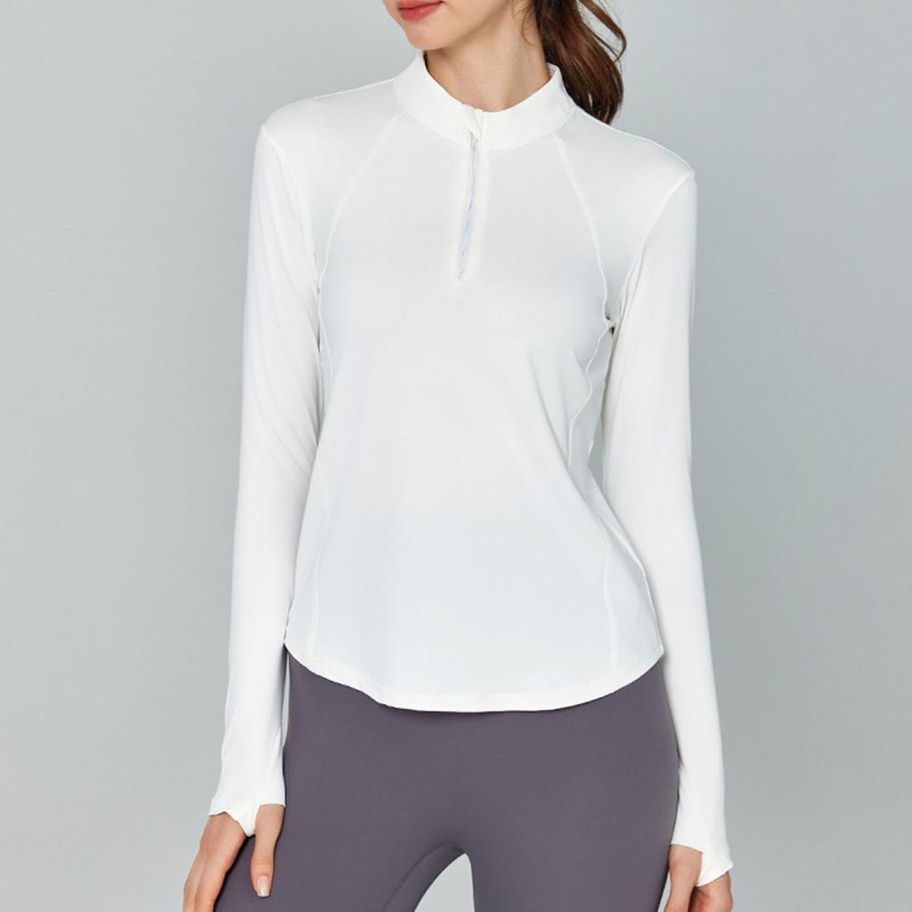 Одежда для йоги, топы с длинными рукавами для женщин со светоотражающими полосками и полумолнией, спортивные топы с узкой талией и топы для фитнеса для бега