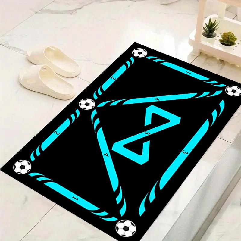 1Pc Soccer Ball Rug, Office Carpet Indoor Outdoor Doormat, Non-Slip Soft, Living Room, Christmas Halloween Gift. M928266
