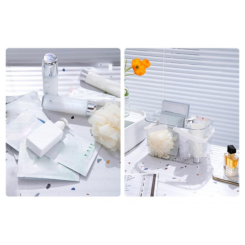 Корзина для хранения в ванной с полым дном и прозрачными ручками, легко сливаемая корзина для плавания, прочная переносная корзина-органайзер