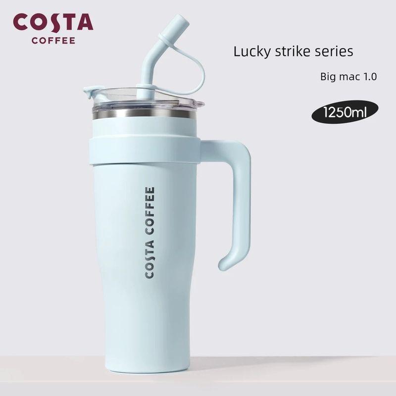 New Costa High-Capacity Thermos Cup with a Stylish Design, Featuring a Cartoon Straw Cup and Portable Car-Mounted Water Bottle