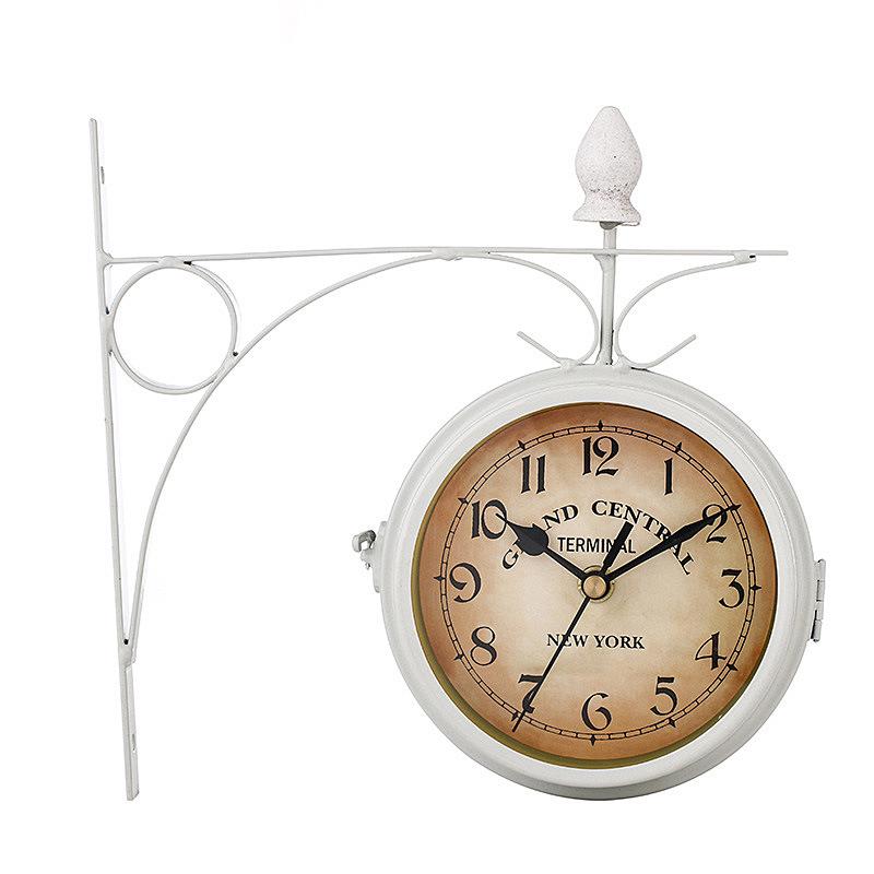 European Retro Double-Sided Wall Clock: Vintage Iron Art Design for Cross-Border Decor