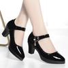 Модные туфли на толстом каблуке и платформе, женские туфли-лодочки 2024, черные Мэри Джейн, из мягкой кожи, на высоком каблуке, женские офисные туфли для вечеринки