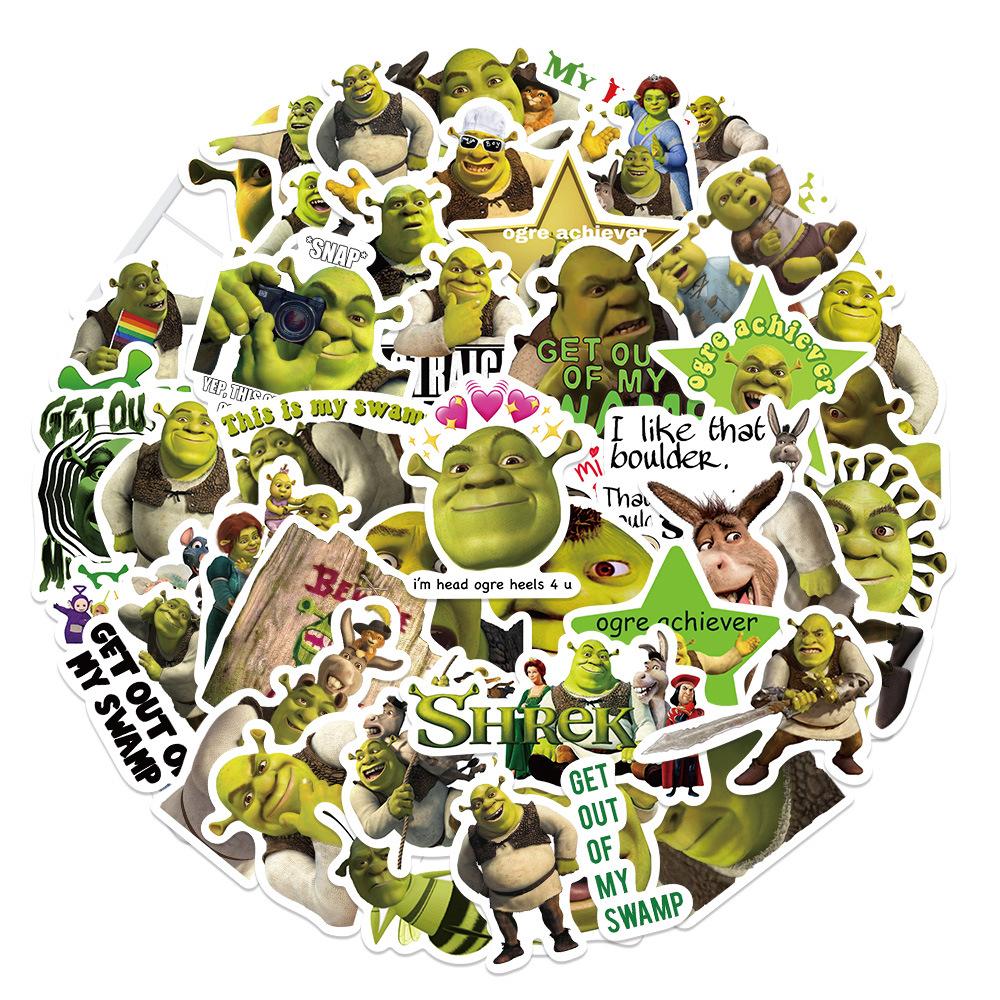 52Pcs Cartoon Monster Shrek Stickers Aesthetic Decals for DIY Helmet Guitar Phone Laptop Motorcycle Luggage Stickers