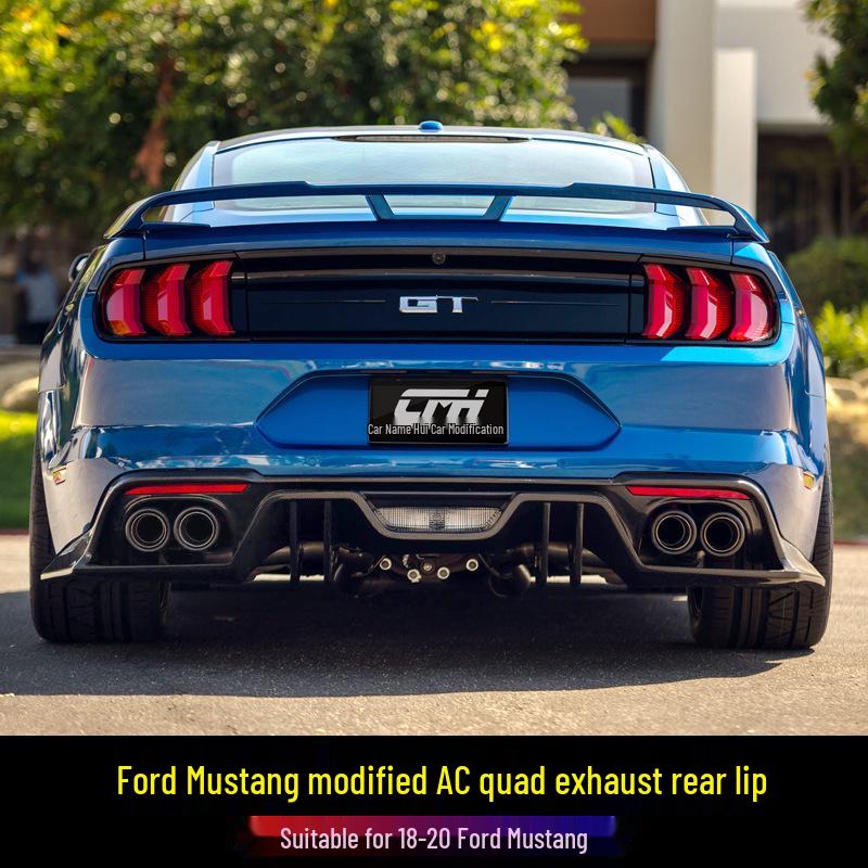 18-23 Ford Mustang AC Style Carbon Fiber Rear Lip Spoiler with Four-Outlet Body Kit