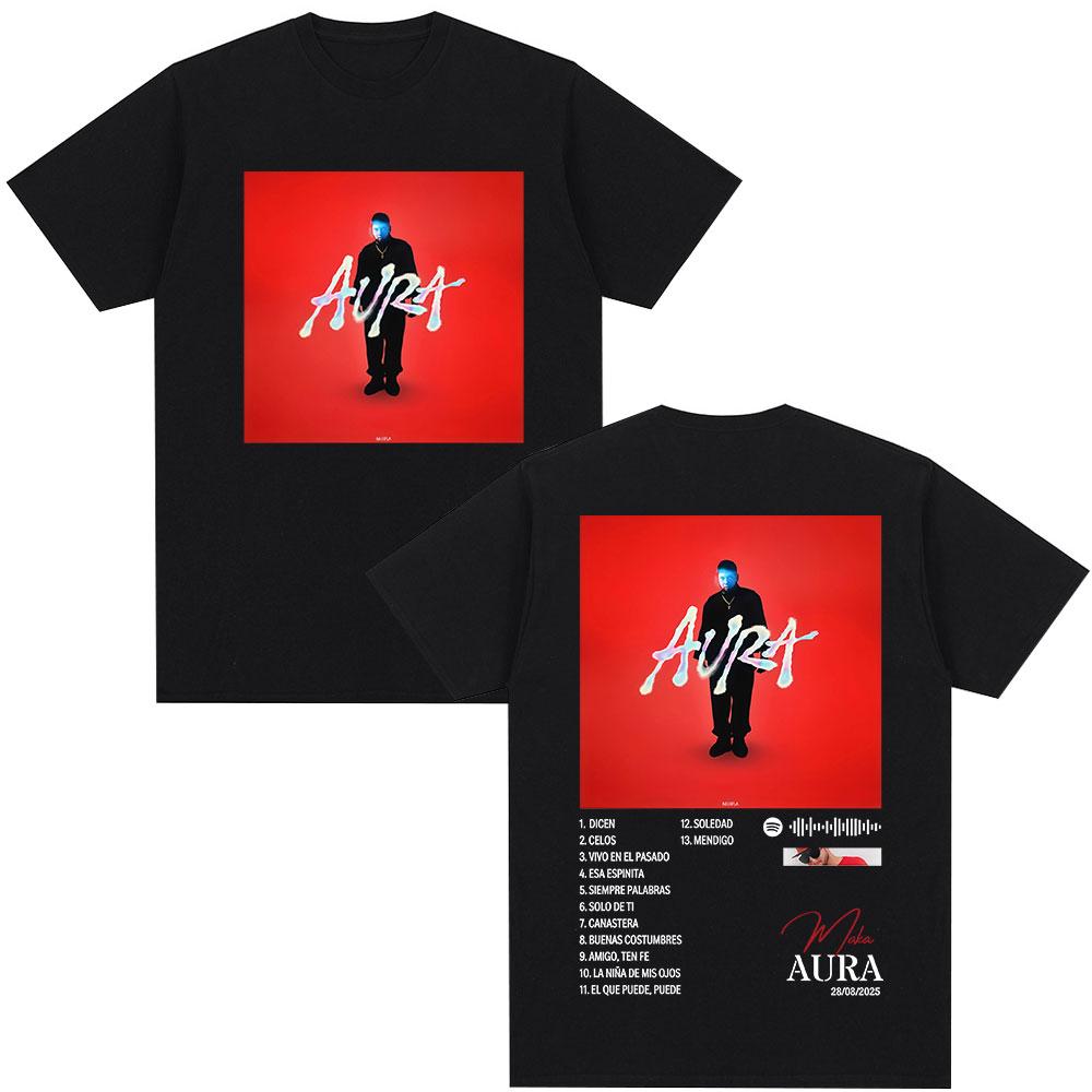 Rapper Maka Aura 2025 Tour Graphic T Shirts Unisexs Women Fashion Vintage Tshirts Casual Cotton Short Sleeve T Shirt Streetwear