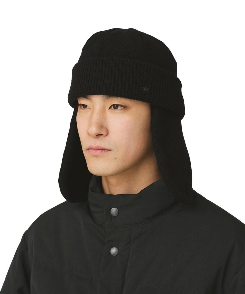 Snow Peak Knit Flight Cap Headwear Cap Hat for Men and Black One AC-25AU027 Women,