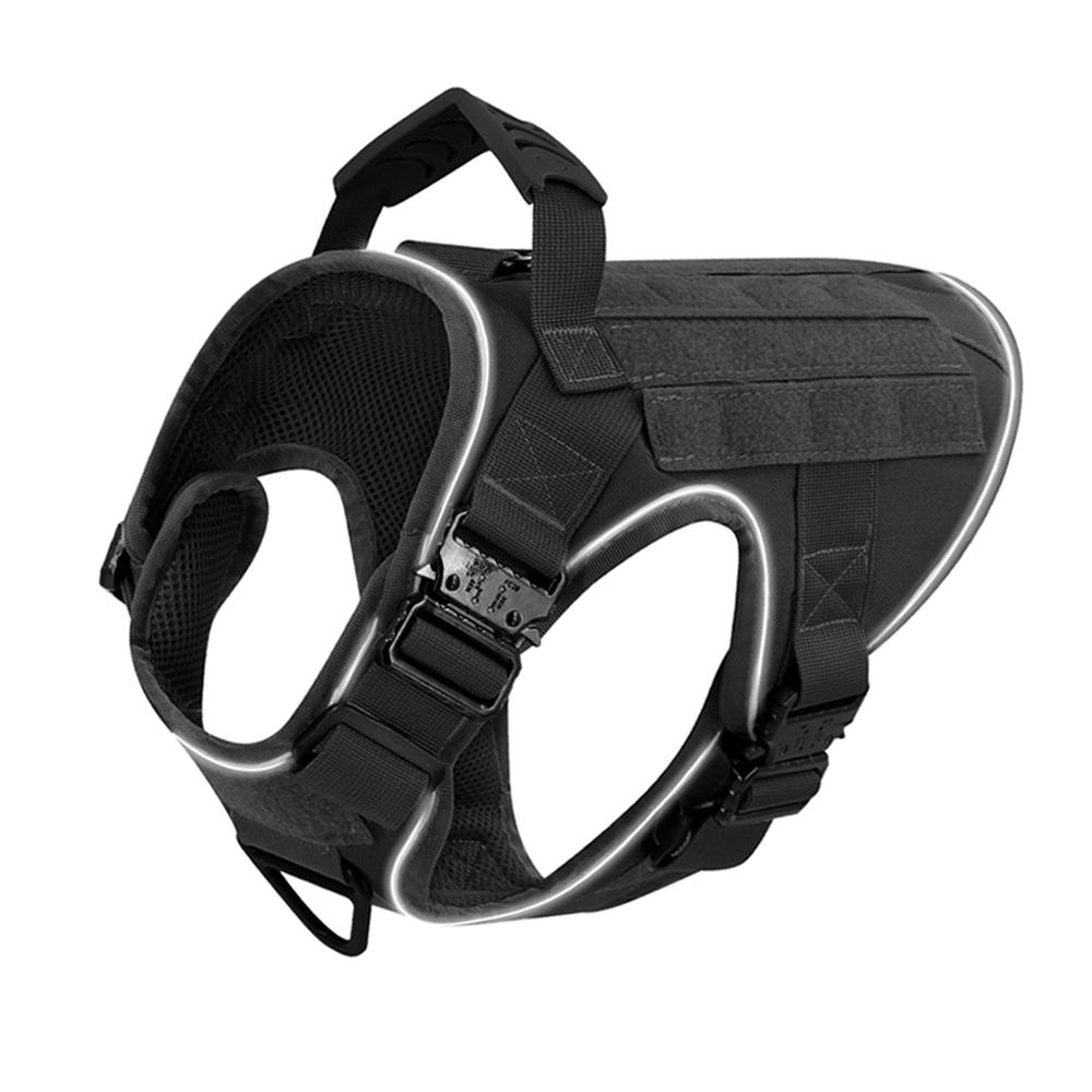 Светоотражающая шлейка для собаки с 4 металлическими пряжками, военная тактическая шлейка-жилет для тренировки питомца, поводок-ошейник, аксессуары для крупных собак