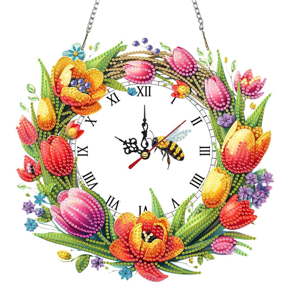 2D Плоские Стразы Специальной Формы Алмазная Живопись Часы Настенные Подвески Алмазные Часы Художественная Подвеска Сделай Сам Домашний Декор Подвесной Шарм