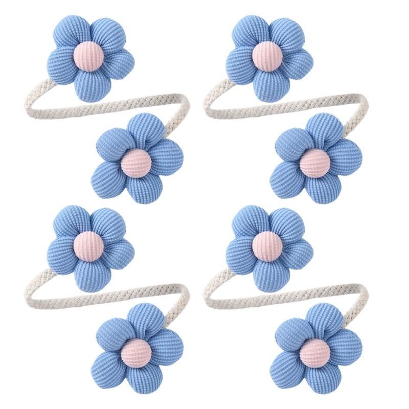 Colorful Flower Curtain Ties Clips Set of 4 Decorative Drapery Holders Holdbacks Metal Rope Tiebacks for Window Decors