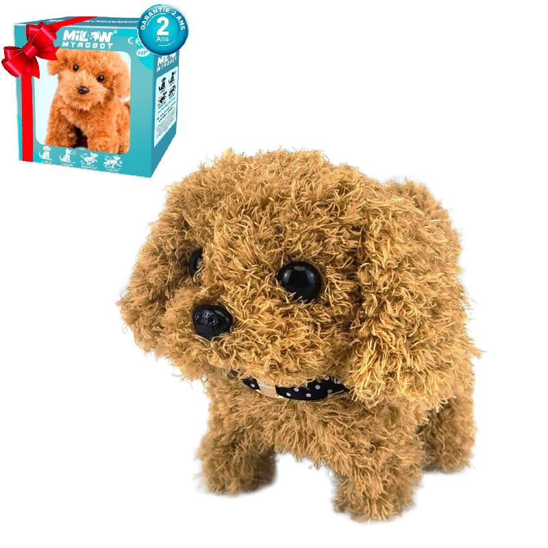 Интерактивная мягкая игрушка собака с функциями ходьбы и звука для вовлечения и игры ребенка