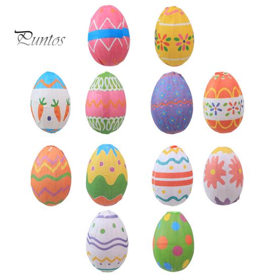 6Pcs Colorful Foam Easter Egg Hanging Decorations with Lanyard Exquisite Patterns Durable Material Simulation Egg Ornaments