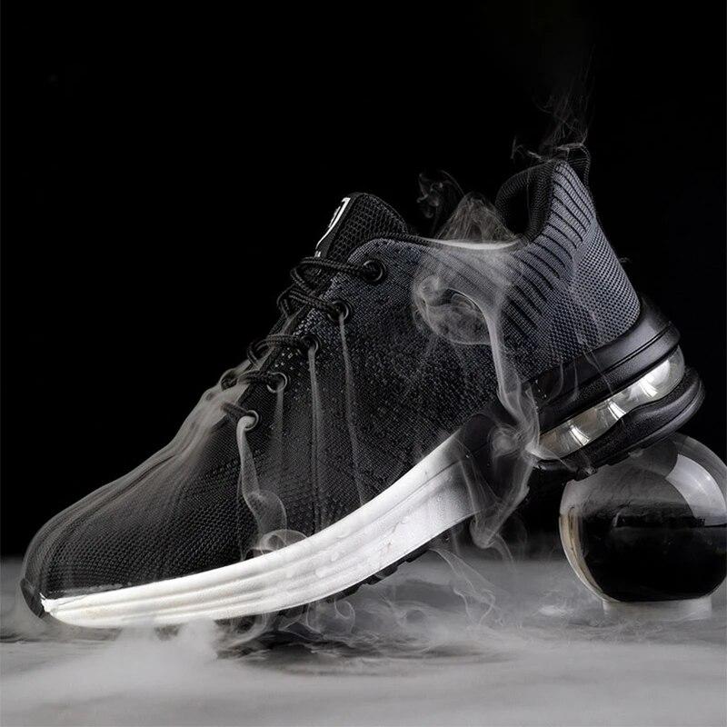 Мужская и женская защитная обувь со стальной головкой, противоударная и противоударная рабочая обувь для мужчин, тканые дышащие мужские кроссовки с дезодорантом