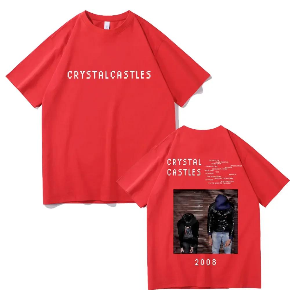 Crystal Castles Двусторонние принтованные футболки Унисекс Wounisex Хип-Хоп Рок Оверсайз Футболки Мужская Готическая Футболка Унисексс Винтажная Футболка B